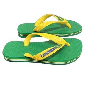 Havaianas kids flip flops flat sandals Brazilian flag boys girls toddler sz 11